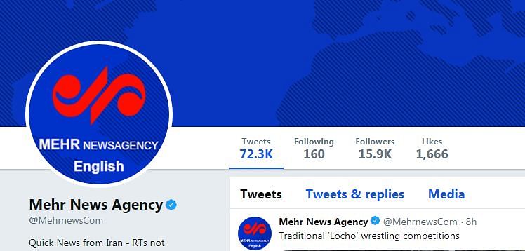 The twitter page of Mehr News Agency. Photo: Screen grab