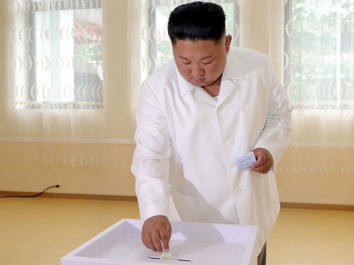 North Korean leader Kim Jong Un casts his vote in an election for deputies for local assemblies in Pyongyang, North Korea, in this undated picture released by North Korea`s Central News Agency (KCNA) on 21 July, 2019. Photo: KCNA via Reuters