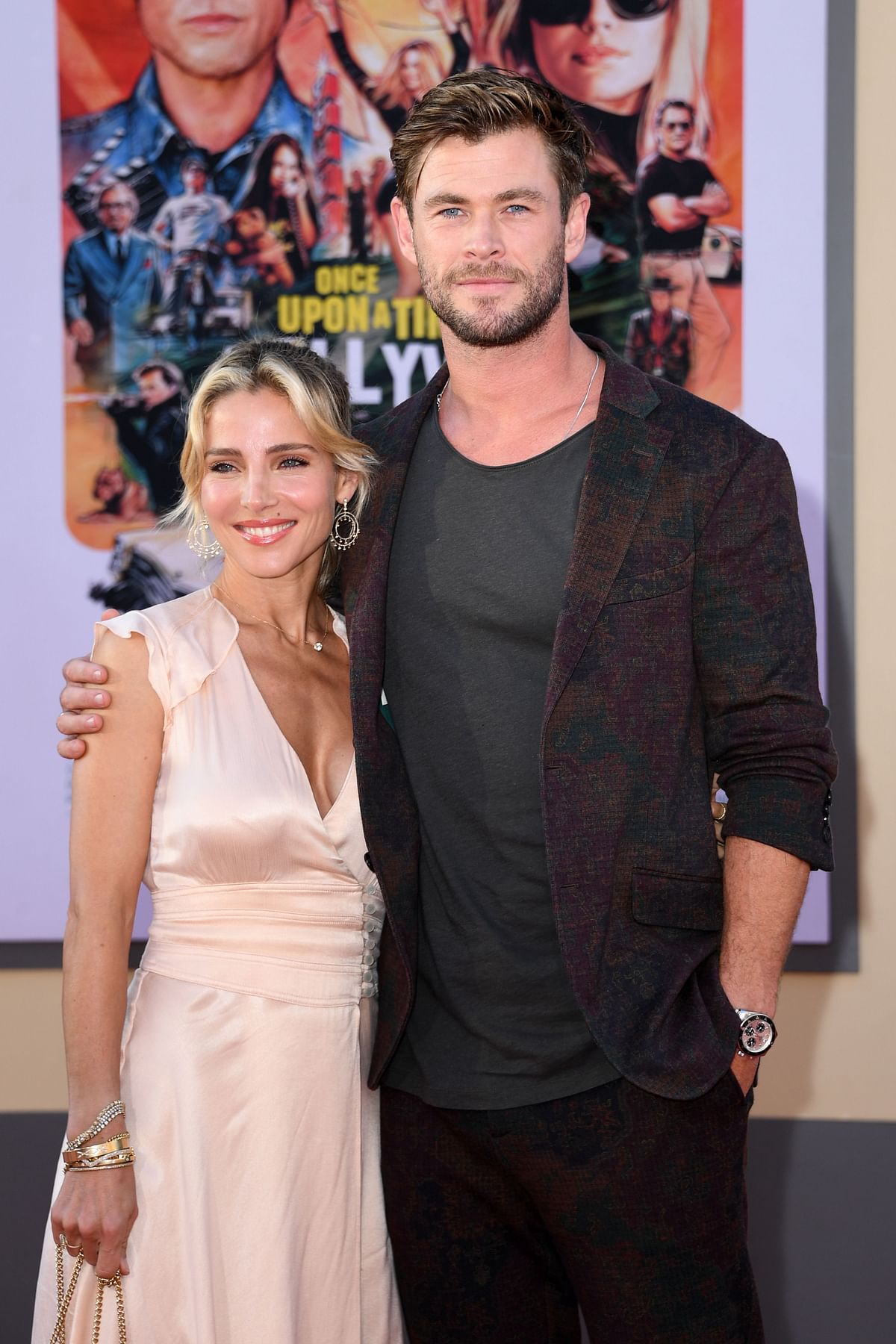 Australian actor Chris Hemsworth and his wife Spanish model Elsa Pataky arrive for the premiere of Sony Pictures` `Once Upon a Time... in Hollywood` at the TCL Chinese Theatre in Hollywood, California on 22 July 2019 in Hollywood, California. Photo: AFP