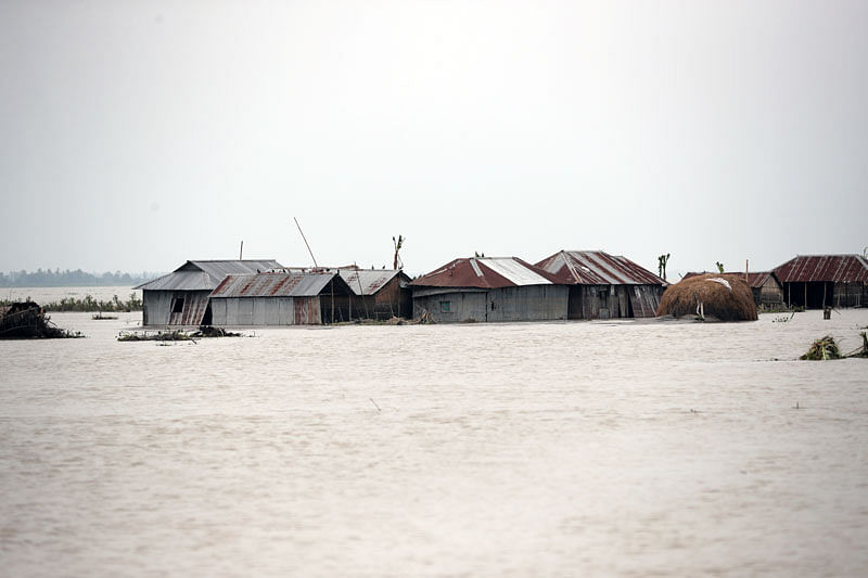 Houses are seen flooded in Jamalpur, Bangladesh, on 22 July 2019. Photo: Reuters