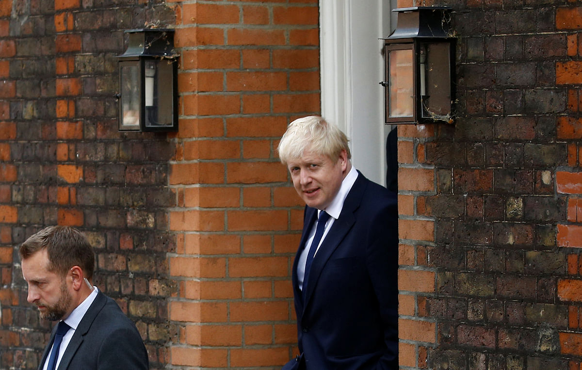 Boris Johnson, a leadership candidate for Britain`s Conservative Party, leaves his office in London, Britain on 22 July .Photo: Reuters