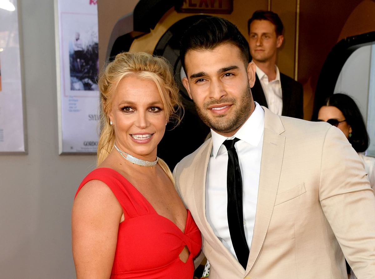 Britney Spears (L) and Sam Asghari arrive at the premiere of Sony Pictures` `Once Upon A Time...In Hollywood` at the Chinese Theatre on 22 July 2019 in Hollywood, California. Photo: AFP