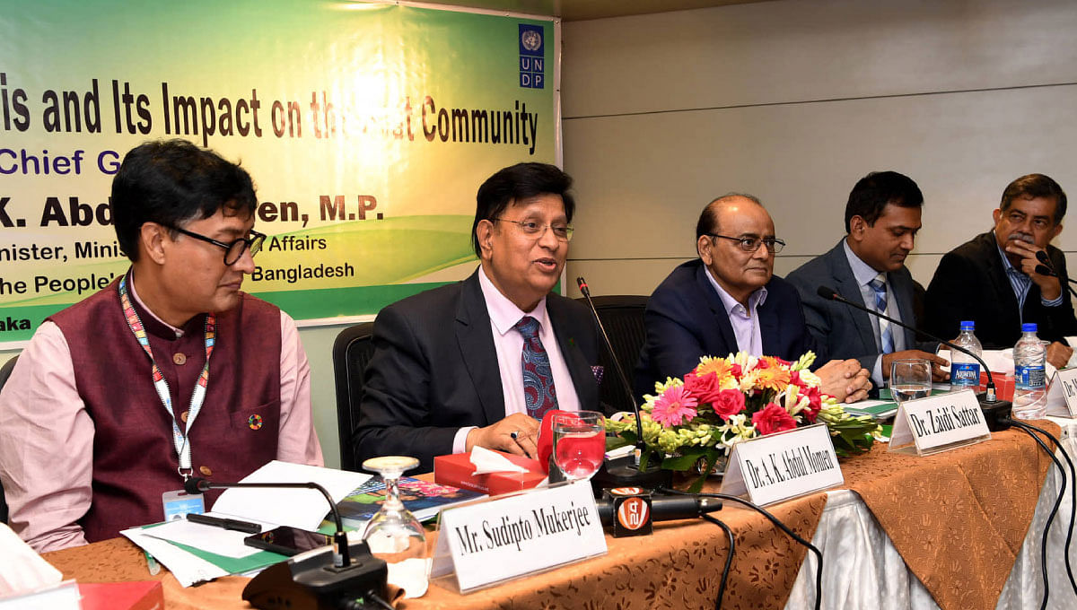 Foreign minister AK Abdul Momen speaks at a workshop titled `The Rohingya Refugee Crisis and Its Impact on the Host Community` held at BRAC Centre Inn on Thursday, 25 Jul 2019. Photo: Courtesy