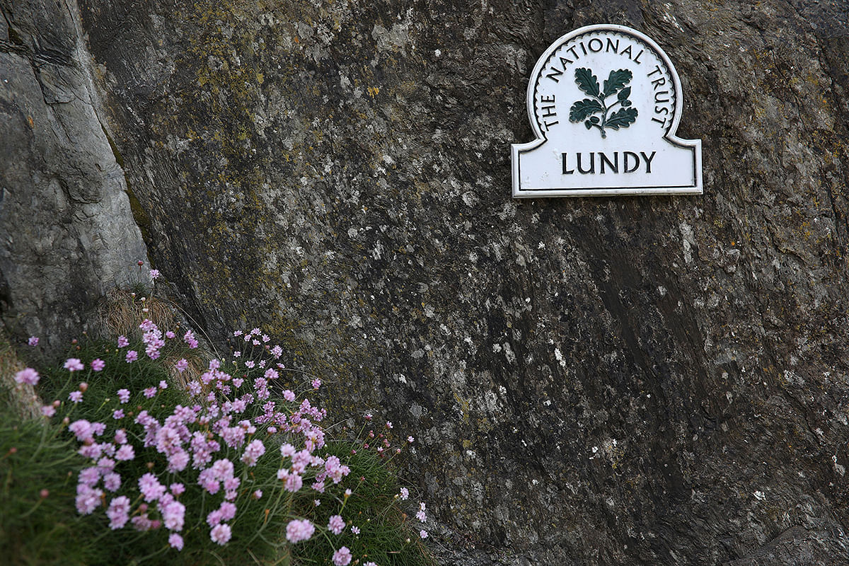 General view of the National Trust sign during the Cloud Appreciation Society`s gathering in Lundy. Photo: Reuters