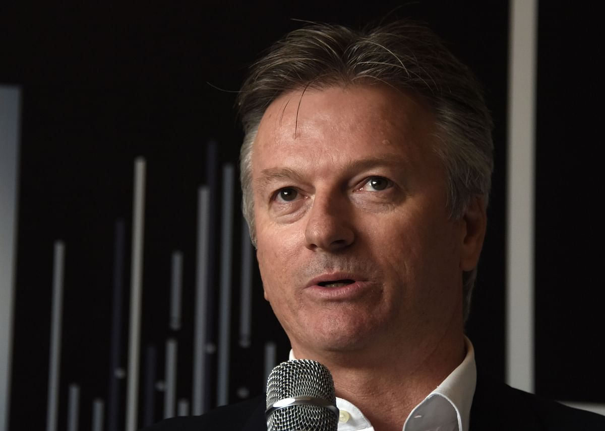 In this file photo taken on 8 March 2017 Australian former cricket captain Steve Waugh speaks at a press conference in New Delhi. Photo: AFP