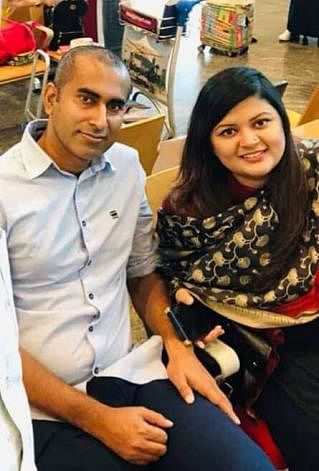 Men’s national team cricketer Mosharraf Hossain Rubel with his wife Chaiti. Photo: Collected