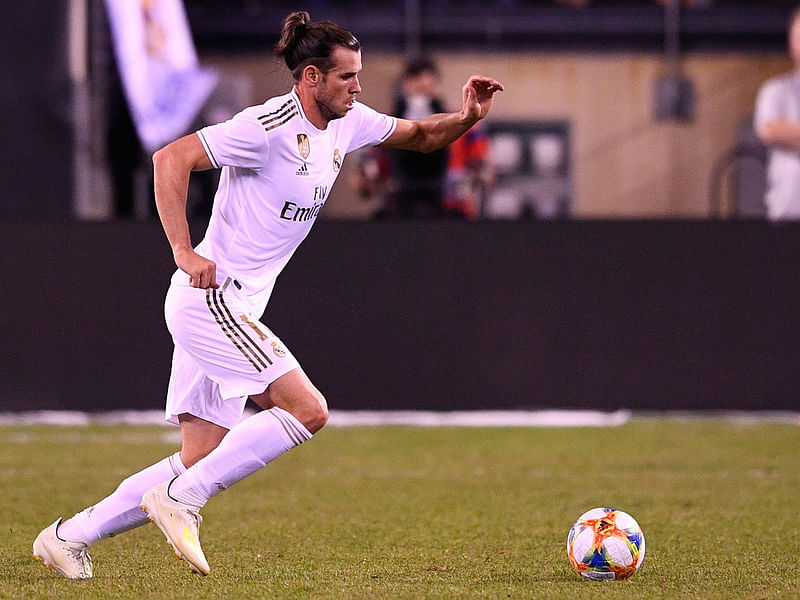 Real Madrid`s Welsh forward Gareth Bale vies for the ball during the 2019 International Champions Cup football match between Real Madrid and Atletico Madrid at the Metlife Stadium Arena in East Rutherford, New Jersey on 26 July 2019. Photo: AFP