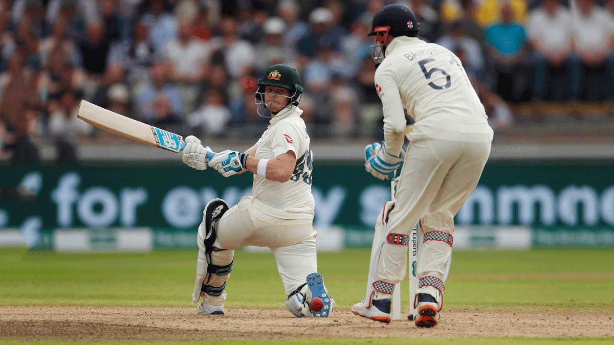 Australia`s Steve Smith in action in the first innings of First Ashes Test at Edgbaston, Birmingham, Britain on 1 August 2019. Photo: Reuters