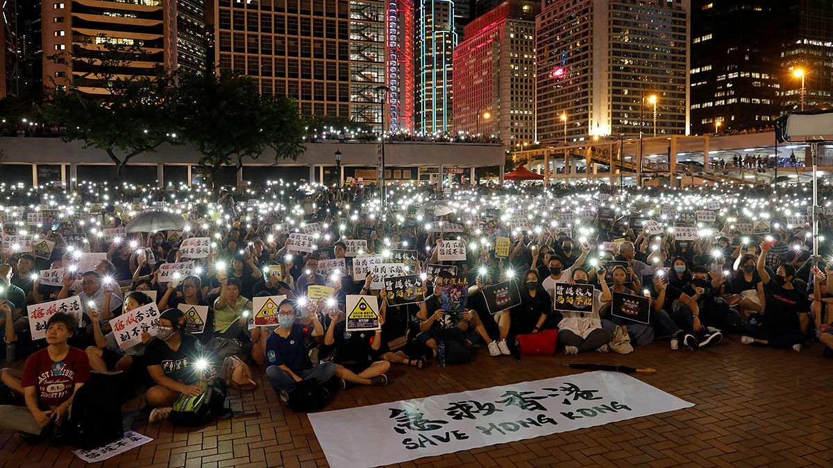 Members of Hong Kong`s medical sector attend a rally to support the anti-extradition bill protest in Hong Kong, China on 2 August 2019. Photo: Reuters