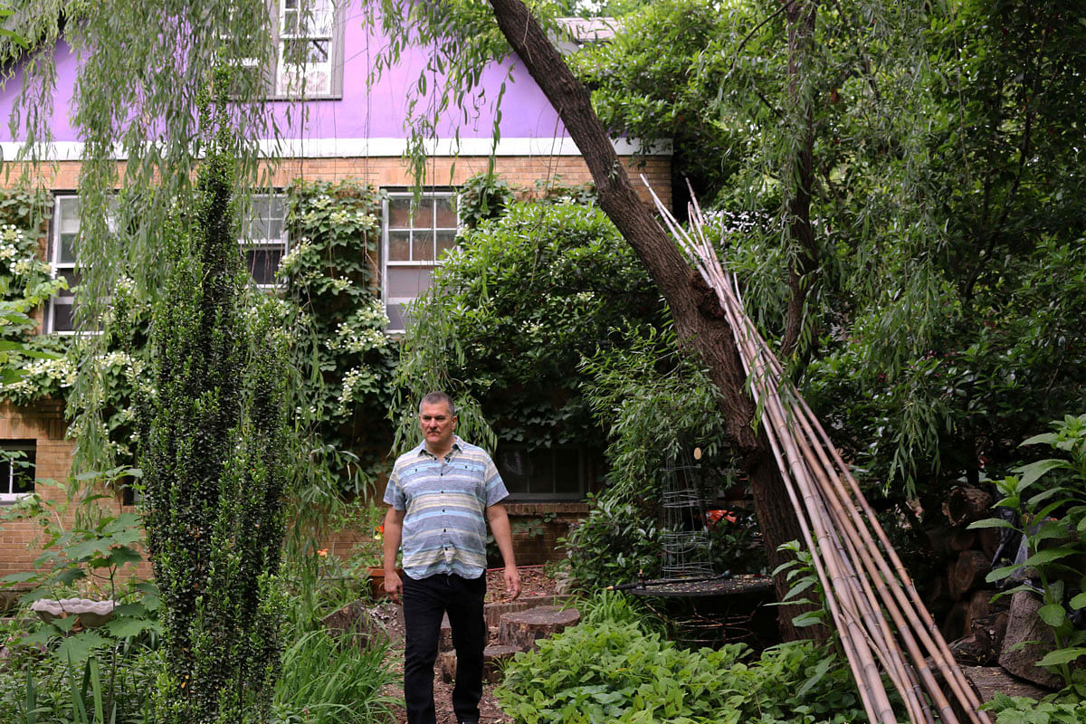 In this file photo taken on 22 May 2019 Jim Nichols walks through his `rewilded` garden, a type of garden aimed at restoring and protecting natural processes in Takoma Park, Maryland. Photo: AFP