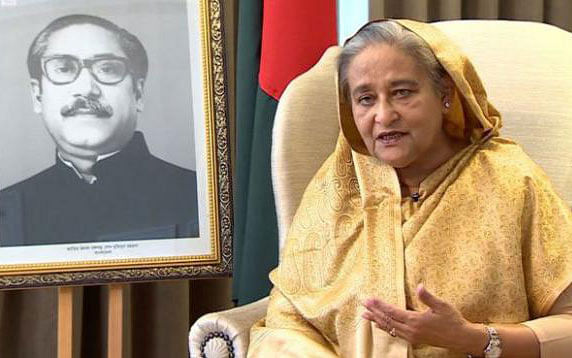Prime minister Sheikh Hasina gives an interview to BBC Bangla in London on 6 August. Photo: BBC Bangla