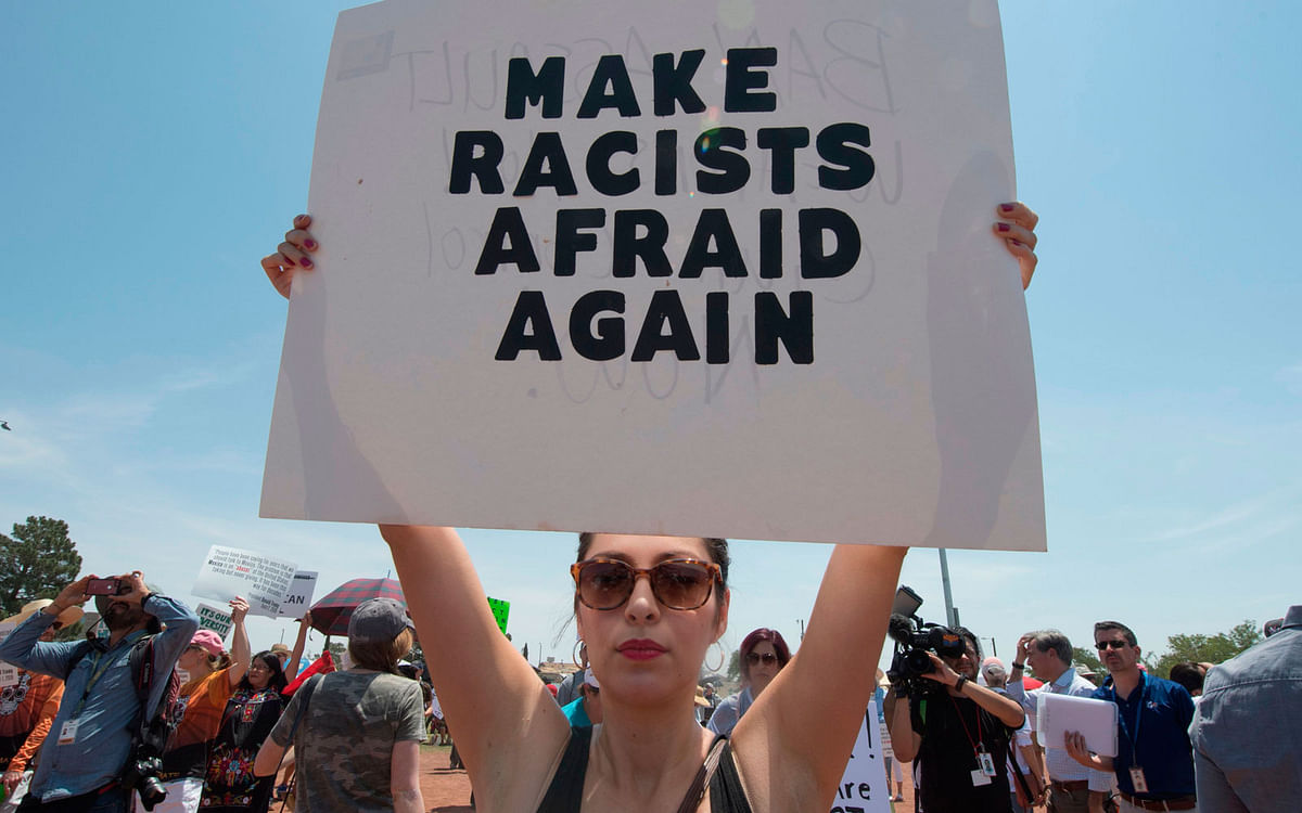 El Paso residents protest against the visit of US President Donald Trump to the city after the Walmart shooting that left a total of 22 people dead, in El Paso, Texas, on 7 August 2019. Photo: AFP