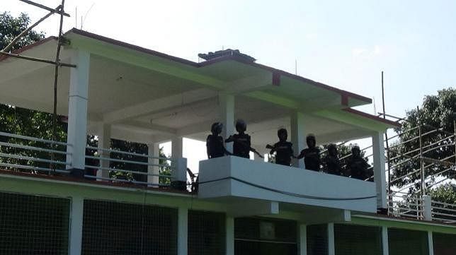 Members of law enforcing agencies deployed in Sholakia Eidgah in Kishoreganj ahead of Eid-ul-Fitr on Sunday. File photo