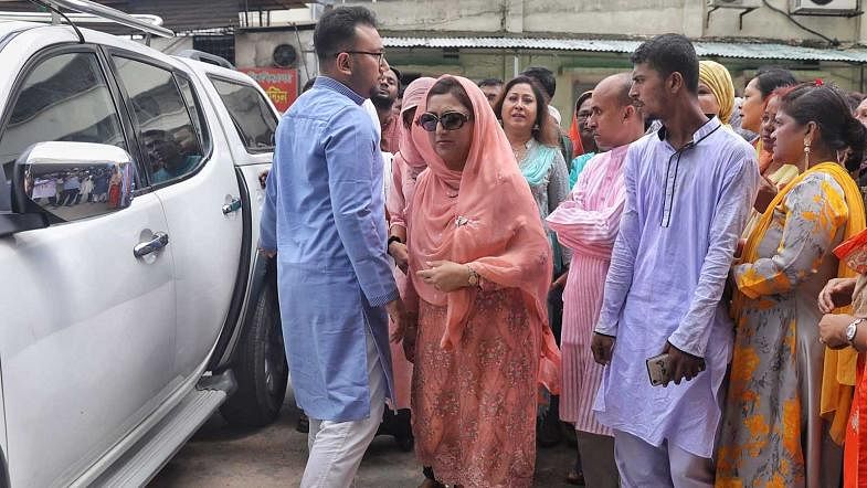BNP chairperson Khaleda Zia’s relatives go to meet her at Bangabandhu Sheikh Mujib Medical University (BSMMU) on Monday. Photo: Syful Islam