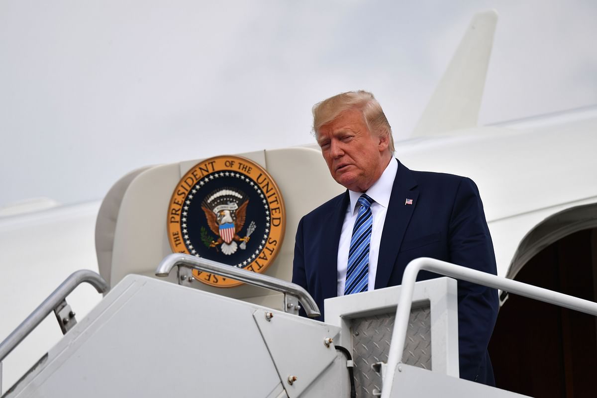 US president Donald Trump arrives at Morristown Municipal Airport on 13 August 2019 on his way to his Bedminster Golf Club to continue his vacation. Photo: AFP
