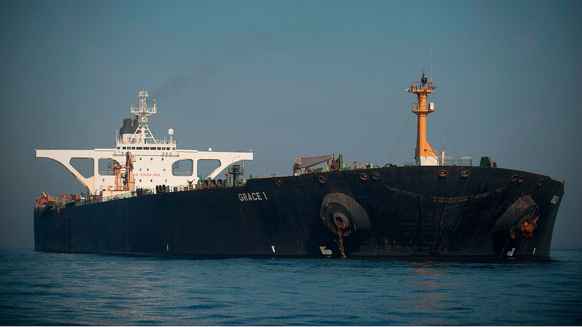 Iranian supertanker Grace 1 off the coast of Gibraltar on Thursday. Photo: AFP