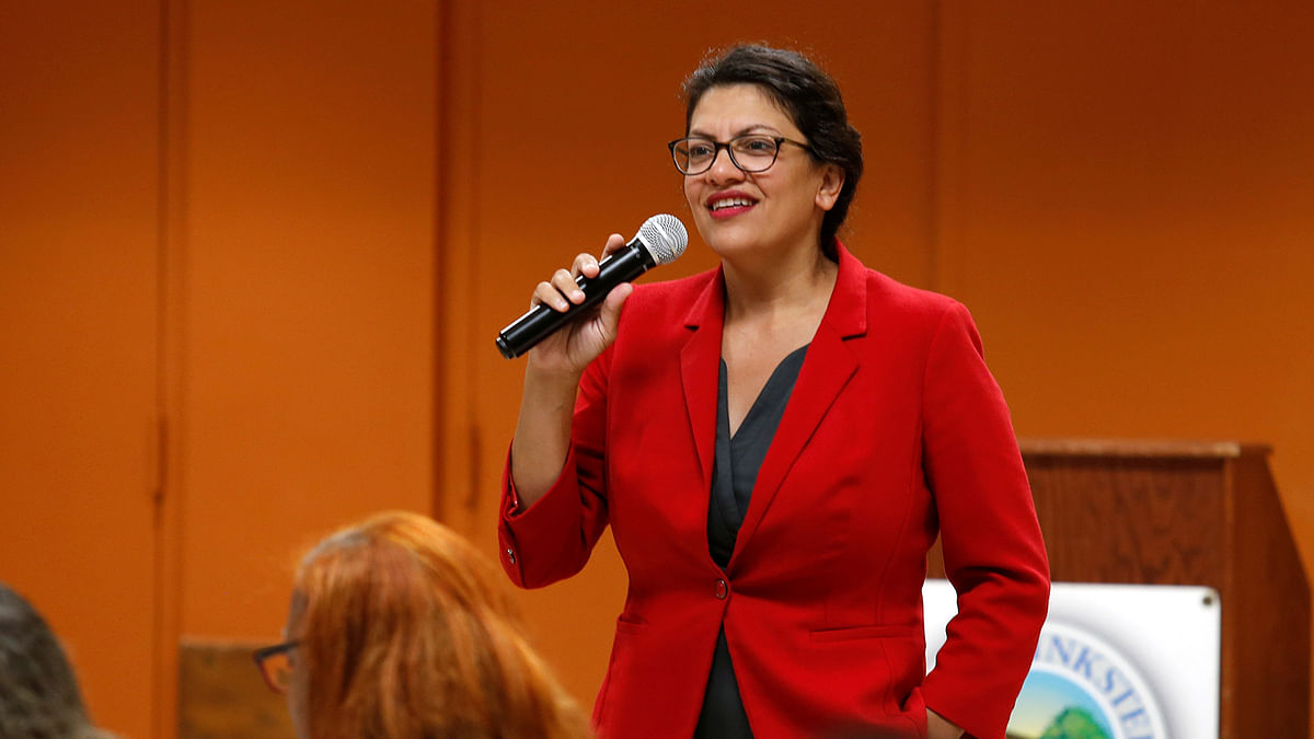 US Congresswoman Rashida Tlaib addresses her constituents during a Town Hall style meeting in Inkster, Michigan, US on 15 August 2019. Photo: Reuters