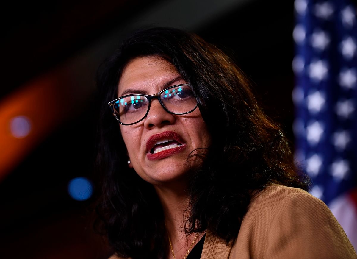 In this file photo taken on 15 July, 2019 US representative Rashida Tlaib (D-MI) speaks during a press conference, to address remarks made by US president Donald Trump earlier in the day, at the US Capitol in Washington, DC. Photo: AFP