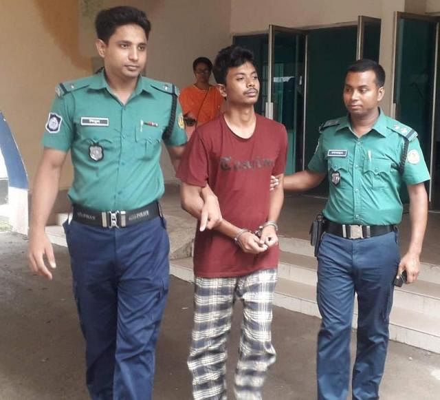 Sinjon Roy, 25, son of Prashanta Kumar Roy, arrested on charges of raping a university girl on 16 August, 2019. Photo: Collected