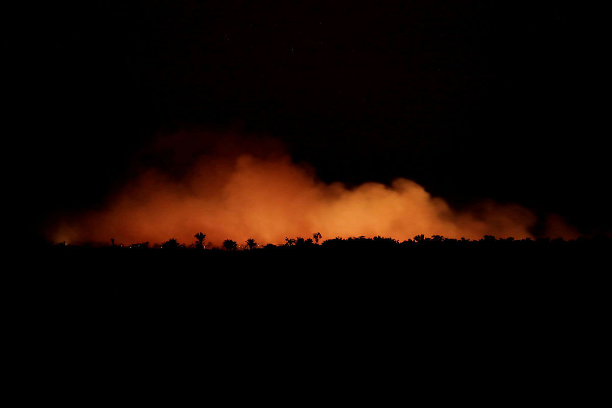 Smoke billows during a fire in an area of the Amazon rainforest near Humaita, Amazonas State, Brazil, Brazil on 17 August. Photo: Reuters