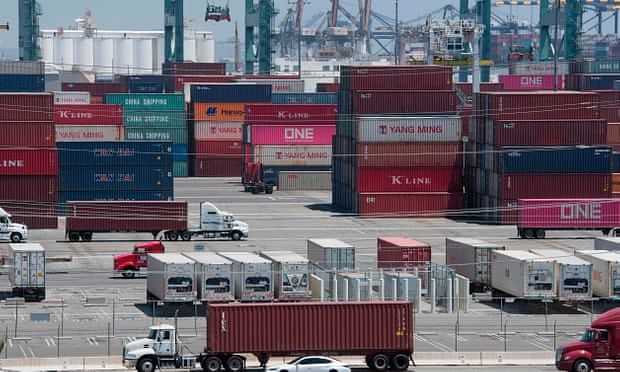 Shipping containers from China and Asia are unloaded at the Long Beach port, California. AFP file photo