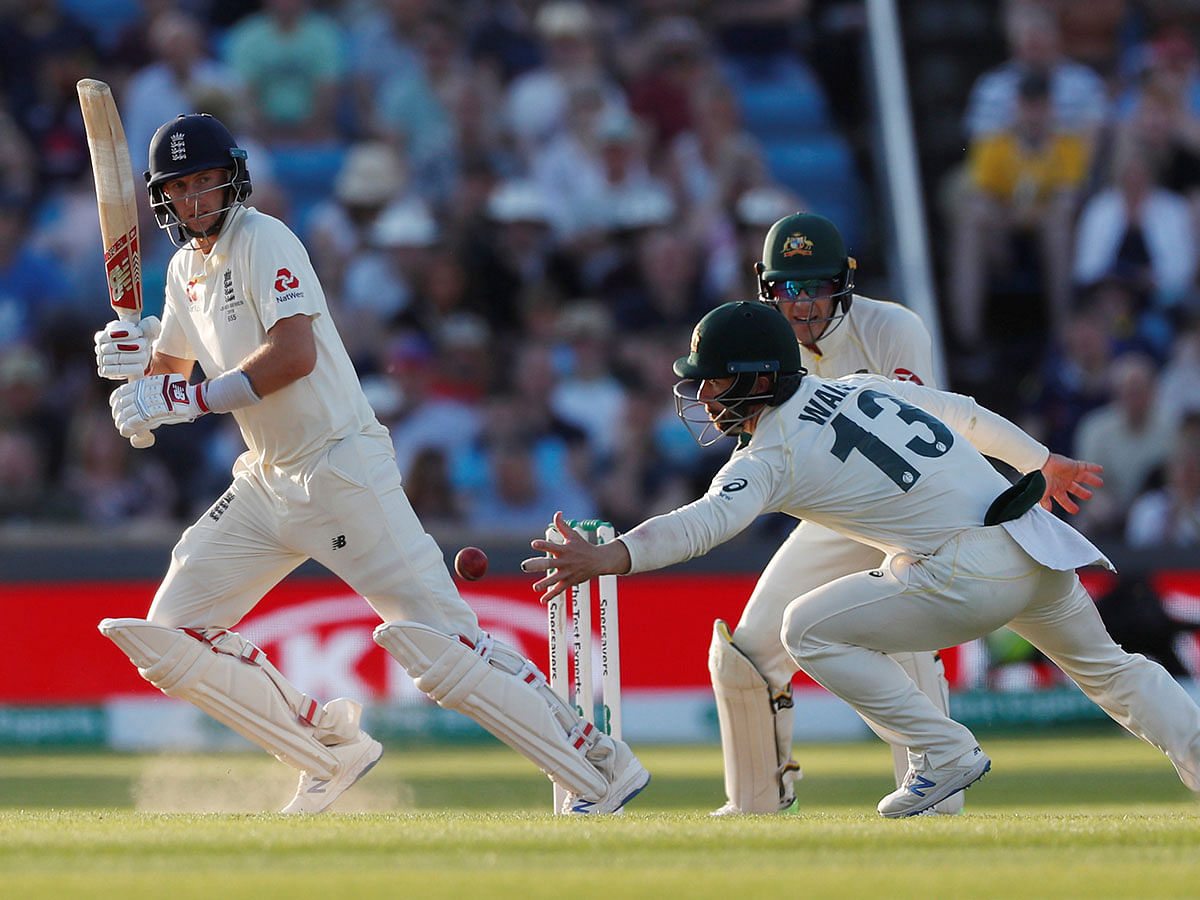 England`s Joe Root plays a shot in the third Ashes Test at Headingley, Leeds, Britain on 24 August 2019. Photo: Reuters