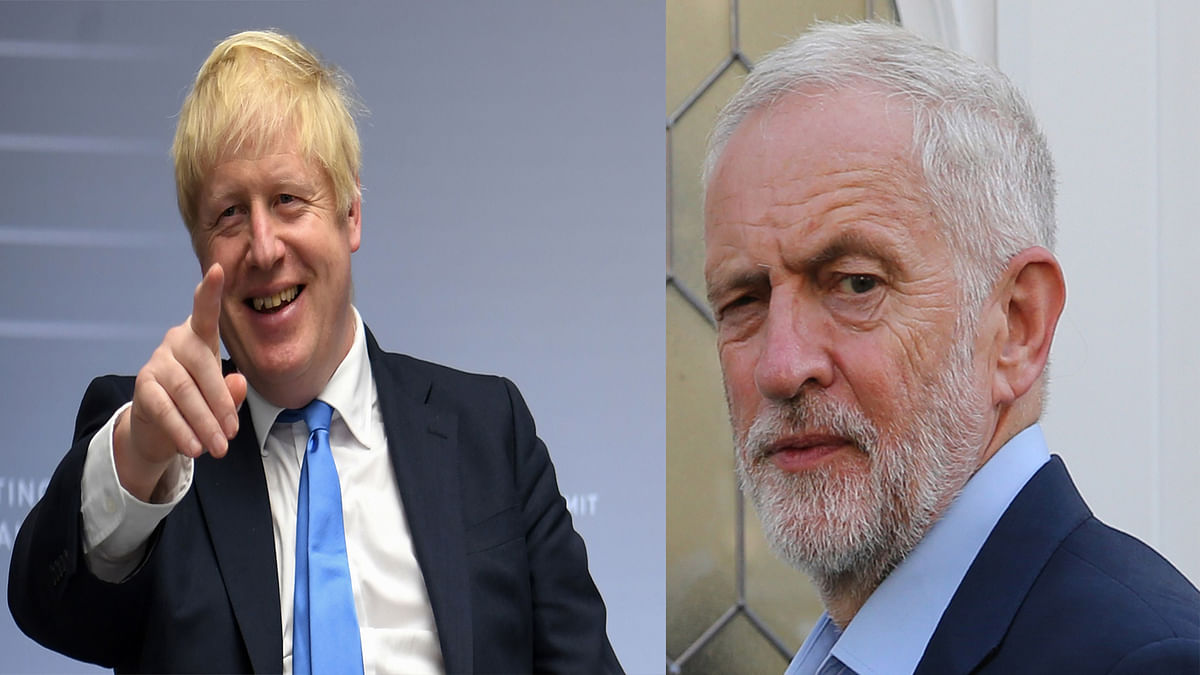 Britain`s Prime Minister Boris Johnson and opposition Labour party leader Jeremy Corbyn. Photo: AFP