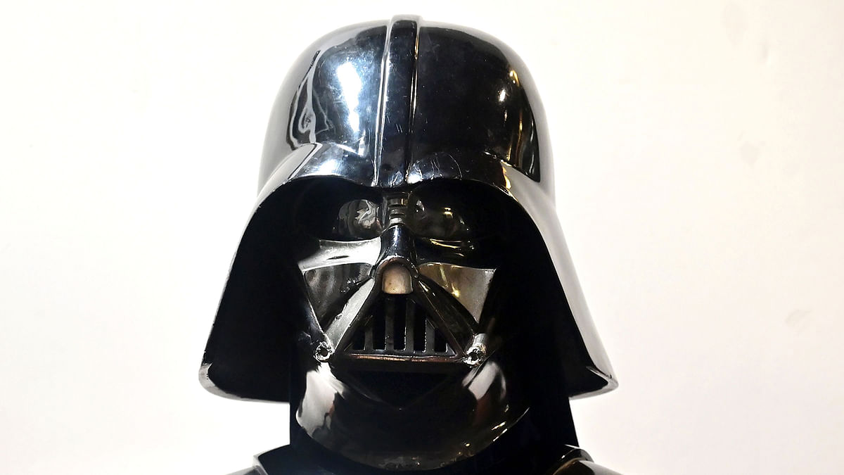 A Darth Vader helmet and mask from the film `The Empire Strikes Back` on display at the Profiles in History auction house on 28 August 2019, in Calabasas, California ahead of `The Icons and Legends of Hollywood Auction` on 25 and 26 September. Photo: AFP