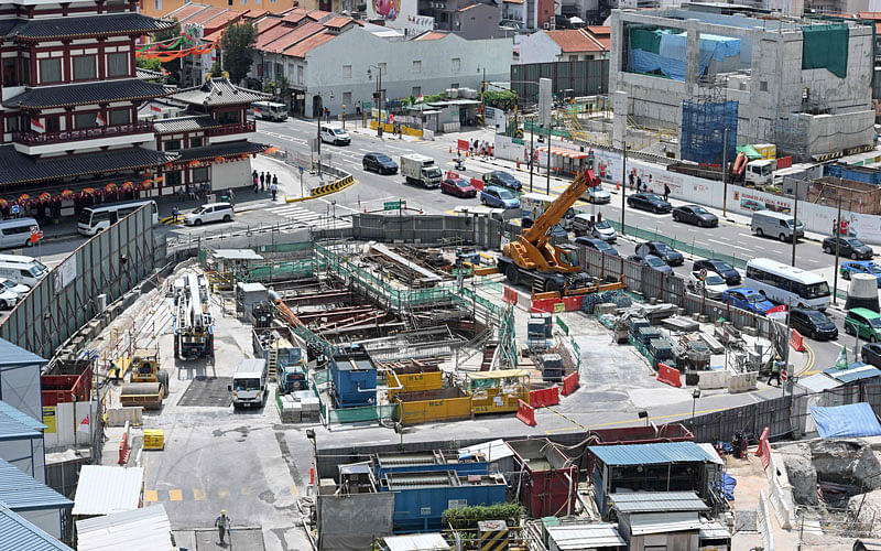 A view of the ongoing construction of an underground Mass Rapid Transit (MRT) train station in Singapore. Space-starved Singapore has expanded outwards by building into the sea and upwards by constructing high-rises but planners are now looking underground as they seek new areas for growth. AFP File photo