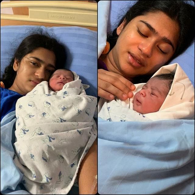 Rubel’s wife Israt Jahan Dola with their newborn baby. Picture taken from Rubel’s Facebook