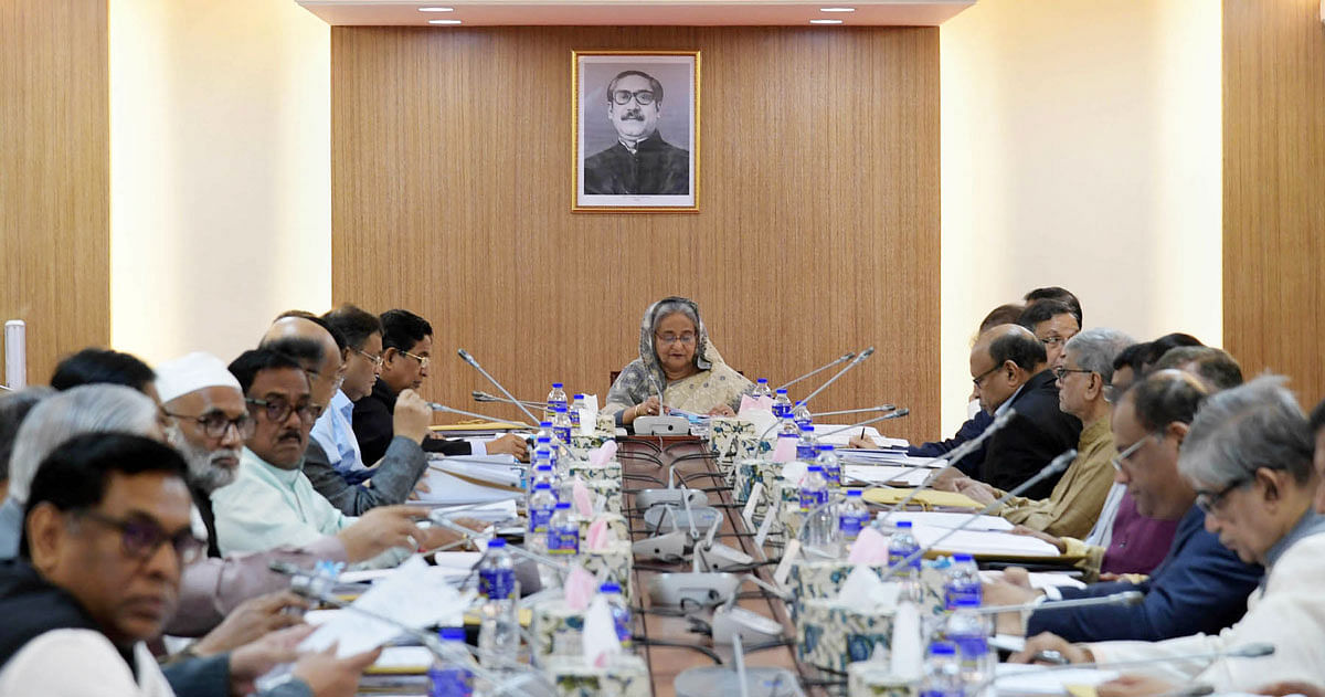 The cabinet meeting discusses the Gross Domestic Product (GDP) prime minister Sheikh Hasina in the chair at the secretariat in the capital on Monday. Photo: PID