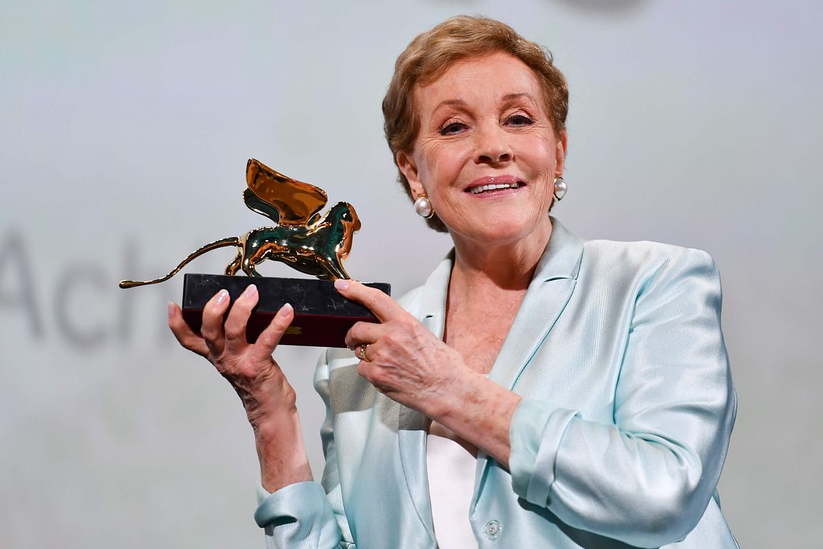 British actress Julie Andrews acknowledges receiving on 2 September 2019 a Golden Lion for lifetime achievement during a ceremony at the 76th Venice Film Festival at Venice Lido. Photo: AFP
