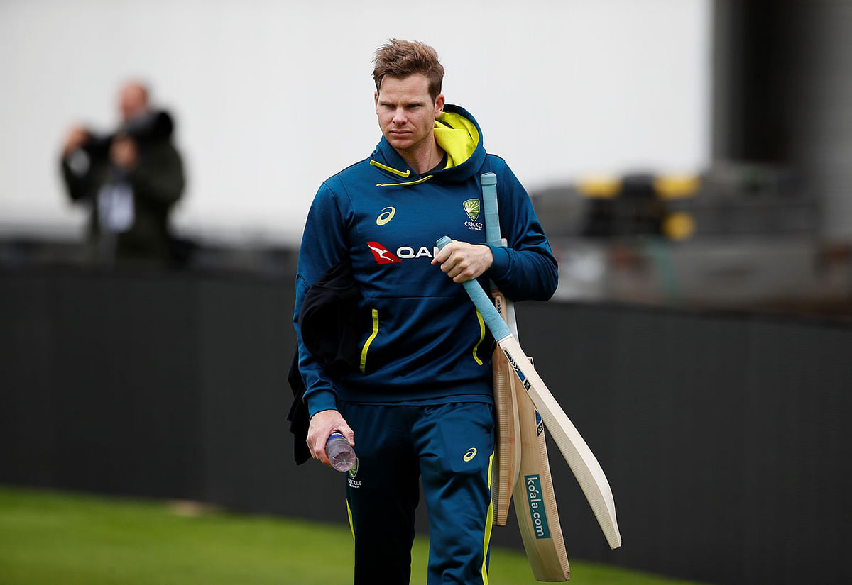 Australia`s Steve Smith during nets in Emirates Old Trafford, Manchester, Britain on 2 September, 2019. Photo: Reuters