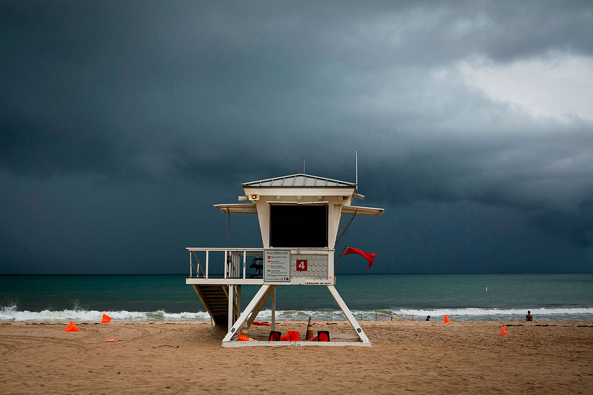 A lifeguard tower is seen on the shore in at Las Olas Beach in Fort Lauderdale, Florida on 2 September. Photo: AFP