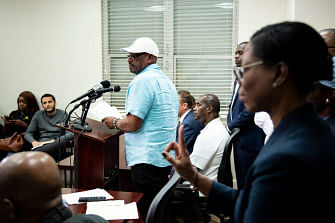 Bahamas’s prime minister Hubert Minnis © takes questions after delivering an updated about Hurricane Dorian during a press conference at the National Emergence Managment Agency 3 September 2019, in Nassau, New Providence. At least seven people have been killed in the Bahamas by Hurricane Dorian, prime minister Hubert Minnis said Tuesday, after the storm delivered a devastating blow to the islands. Weakening slightly but still packing a powerful punch, Hurricane Dorian churned towards the southeastern coast of the United States after delivering a devastating blow to the Bahamas. Photo: AFP