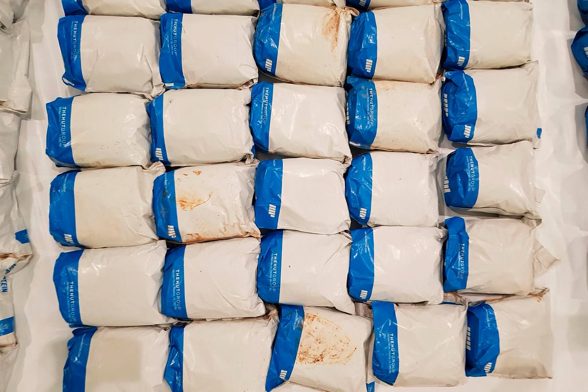 A handout picture released by the National Crime Agency (NCA) on 3 September 2019 shows packages of heroin seized An international operation has netted the largest ever heroin seizure in Britain, the National Crime Agency (NCA) said on 3 September 2019. Photo: AFP