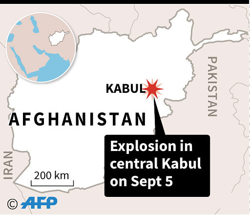 Map of Afghanistan locating Kabul, where a loud explosion was heard on Thursday. Photo: AFP
