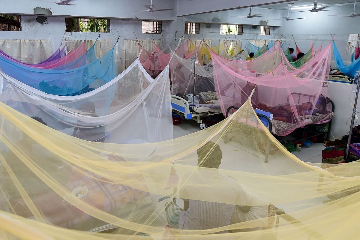 Bangladeshi patients suffering from dengue fever receives treatment at the Shaheed Suhrawardy Medical College and Hospital in Dhaka on 3 September 2019. Photo: AFP