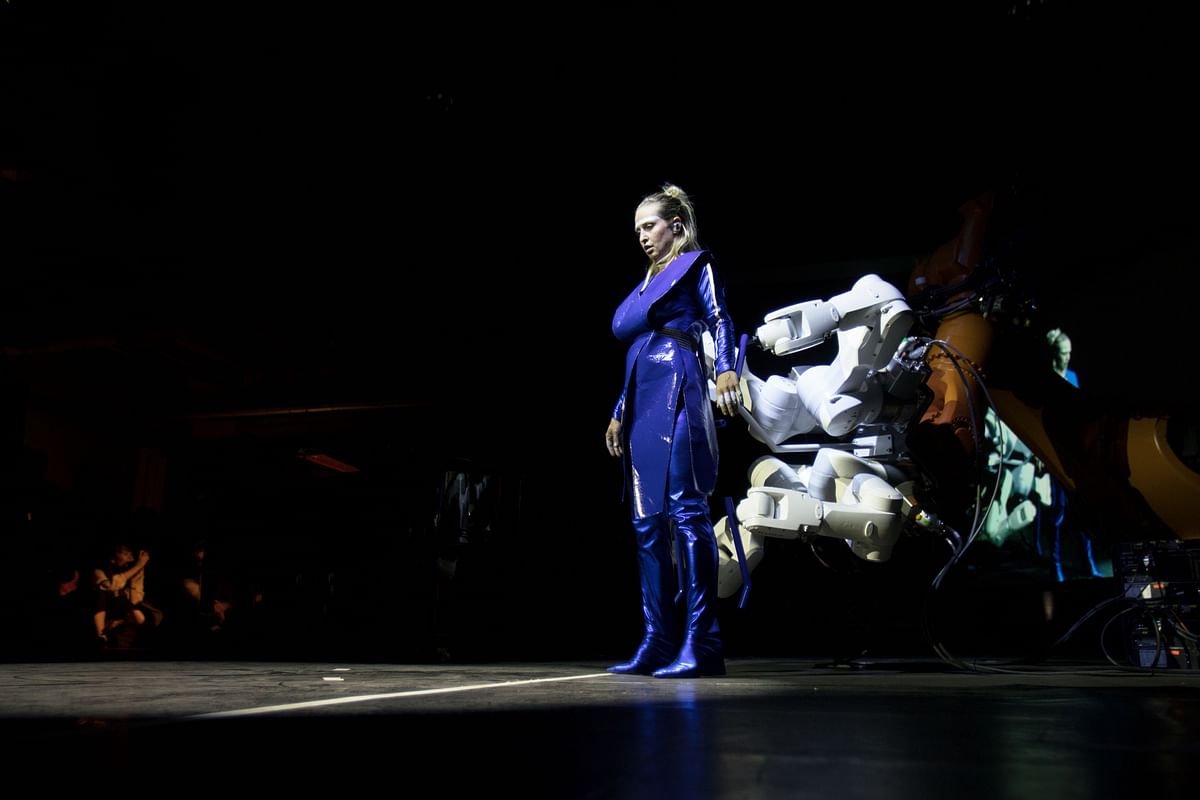 Dancer and choreographer Silke Grabinger performs with a robot during her performance at the Ars Electronica on September 06, 2019 in Linz, Upper Austria. Photo: AFP