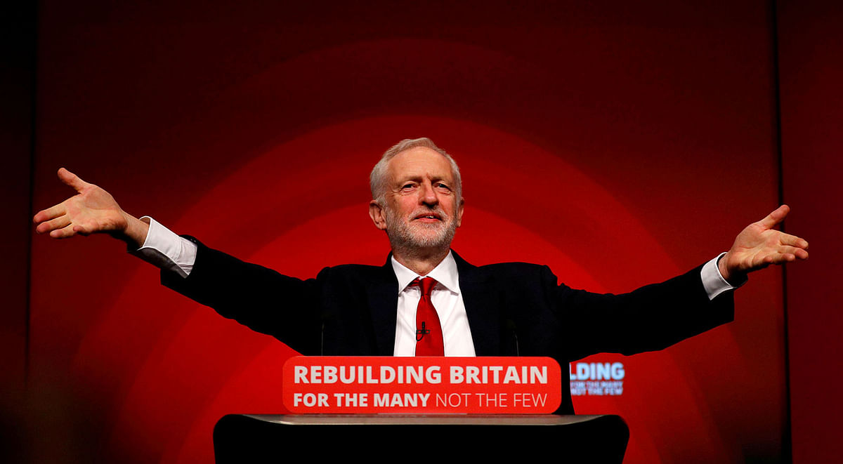 Britain`s Labour Party leader Jeremy Corbyn delivers his keynote speech at the Labour Party Conference in Liverpool, Britain on 26 September 2018. Photo: Reuters