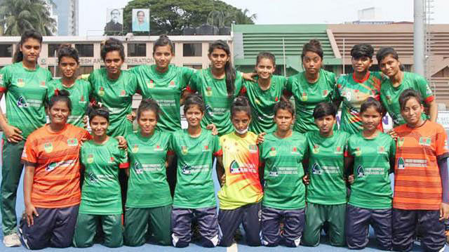 Bangladesh Women`s Juniors Hockey team registered their first win in an international match on Tuesday when they beat Sri Lanka by 2-0 goals in Singapore. Prothom Alo File Photo