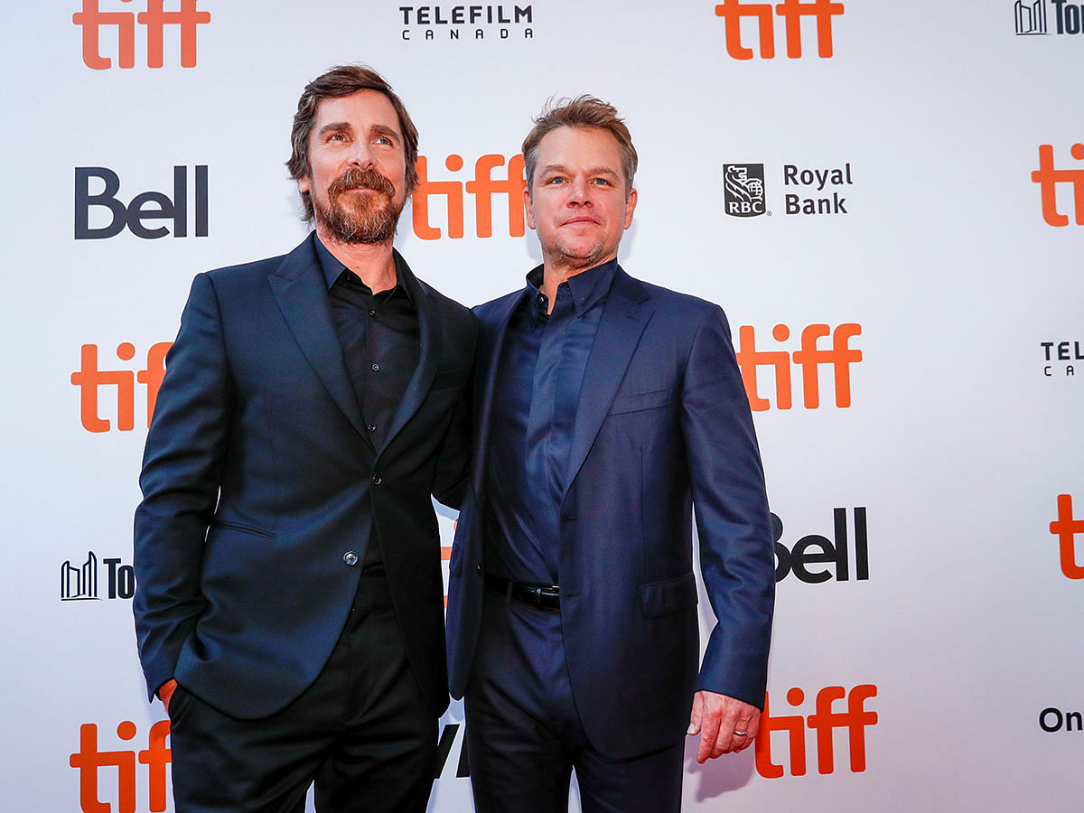 Actors Matt Damon and Christian Bale pose as they arrive at the international premiere of `Ford V Ferrari` at the Toronto International Film Festival (TIFF) in Toronto, Ontario, Canada on 9 September. Photo: Reuters