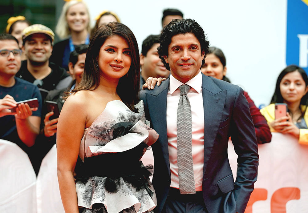 Priyanka Chopra Jonas and Farhan Akhtar attend `The Sky Is Pink` premiere during the 2019 Toronto International Film Festival at Roy Thomson Hall on 13 September 2019 in Toronto, Canada. Photo: AFP