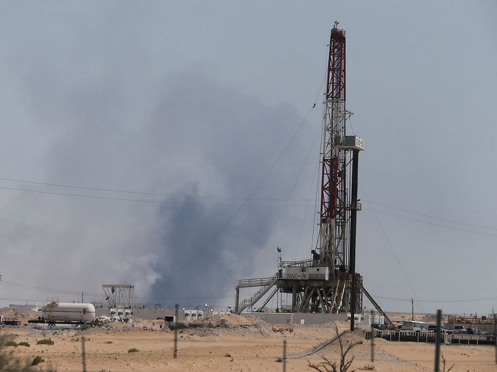 Smoke is seen following a fire at Aramco facility in the eastern city of Abqaiq, Saudi Arabia on 14 September. Photo: AFP
