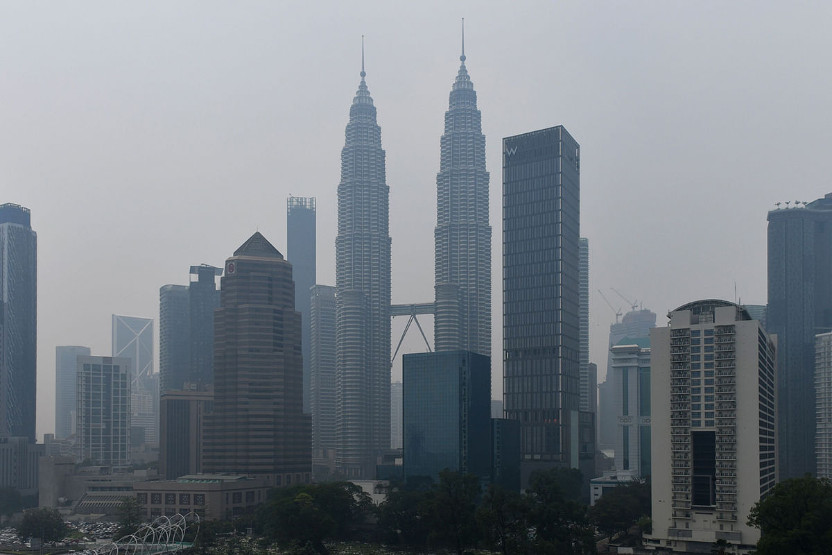 The Petronas Twin Towers (C) are seen in Kuala Lumpur on 11 September 2019. Photo: AFP