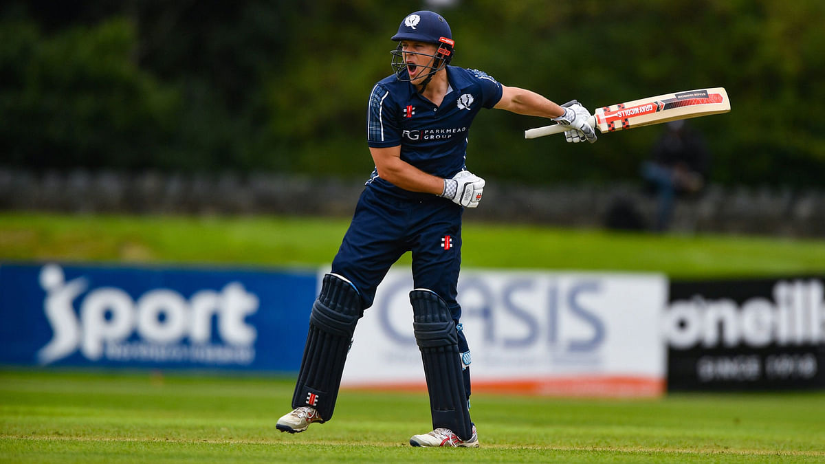 Munsey hit his maiden century in just 41 balls. Photo: Cricket Scotland Twitter Page