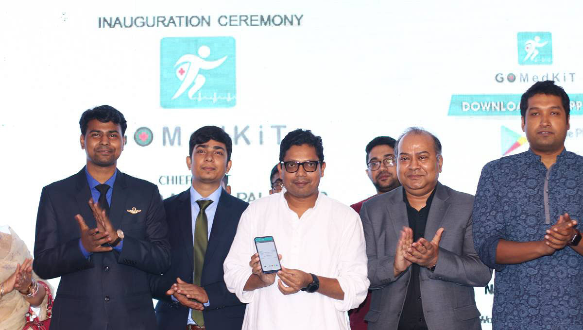State minister for Information and Technology Zunaid Ahmed Palak inaugurates the new `GoMedKit` app at a ceremony held at the Waterfall Convention Center in the city on Monday. Photo: UNB