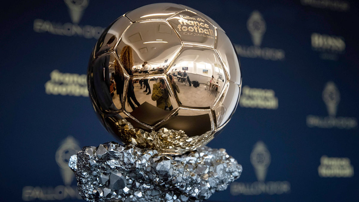 The Ballon d`Or trophy is displayed during a press conference to present the new Ballon d`Or trophy, on the outskirts of Paris, on 19 September, 2019. Photo: AFP