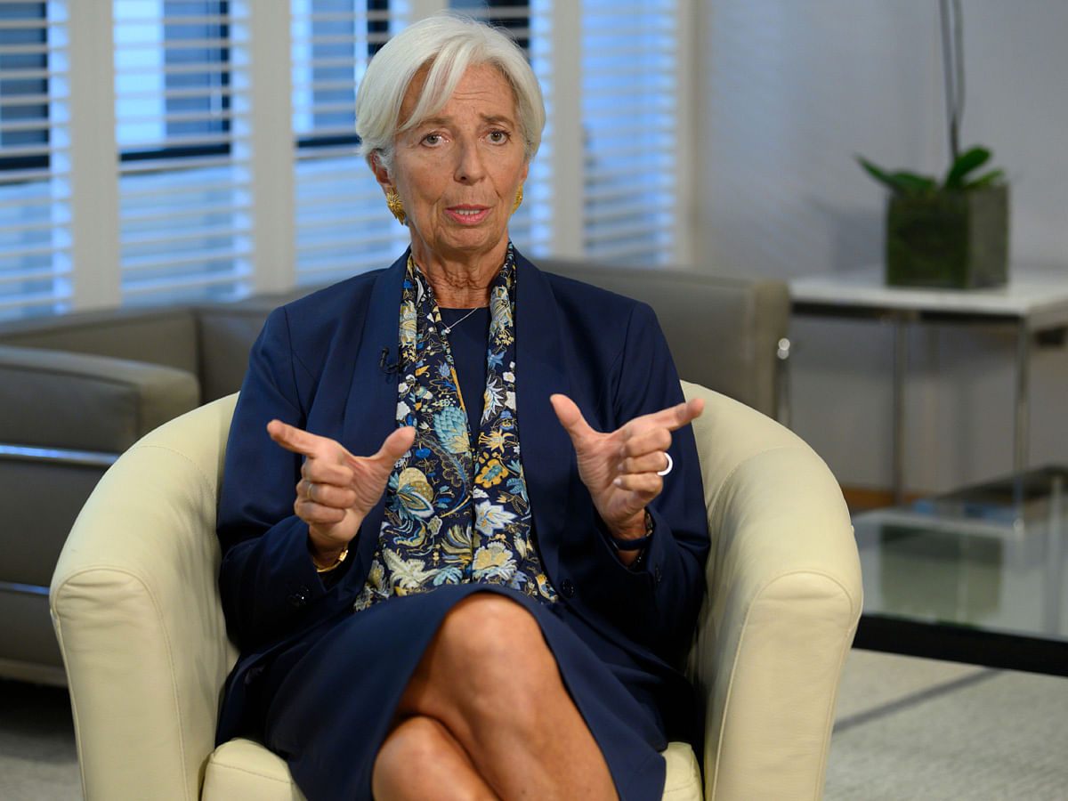 Outgoing IMF managing director Christine Lagarde gives an exclusive interview to AFP journalists at the IMF headquarters in Washington on 19 September 2019. Photo: AFP