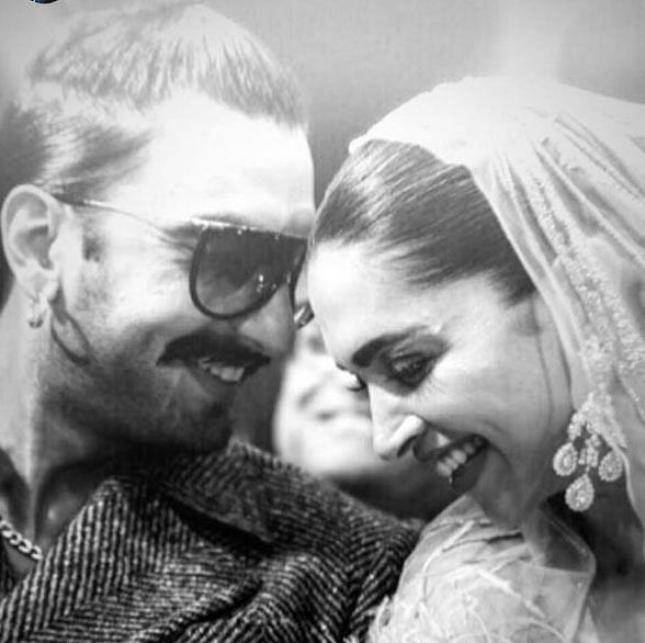 Indian actor Ranveer Singh shared a romantic black and white photograph with his wife Deepika Padukone at an award event in Mumbai on Friday. Photo: IANS